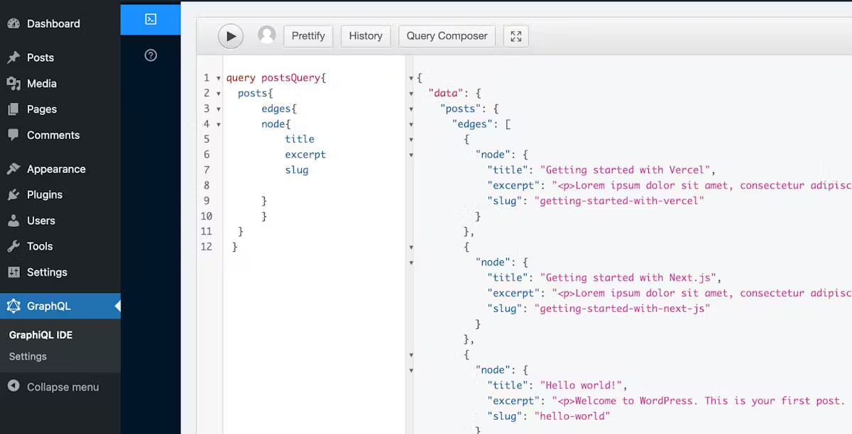 WP GraphQL Dashboard