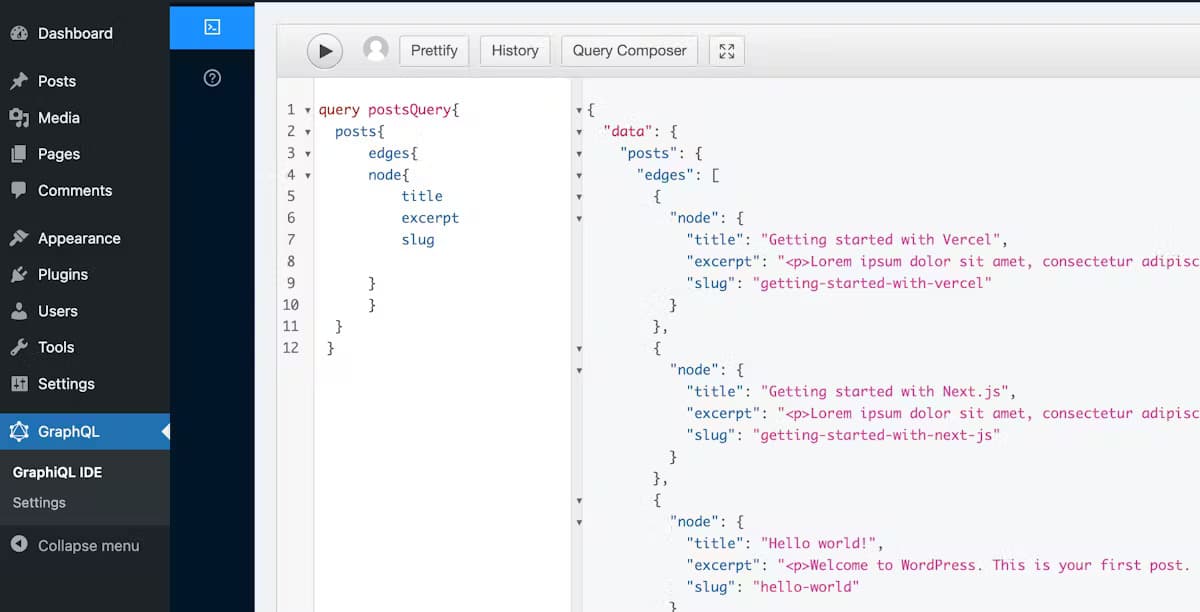 WP GraphQL Dashboard